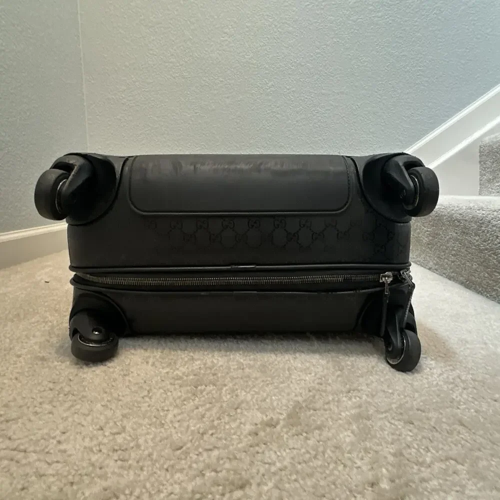 AUTHENTIC GUCCI TROLLEY TRAVEL SUITCASE IMPRIME 24” BLACK ROLLING LUGGAGE 293908